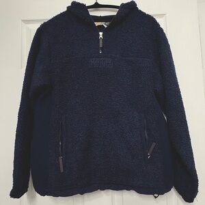 Kith Mens Bonded Sherpa Quarter Zip Hoodie Navy